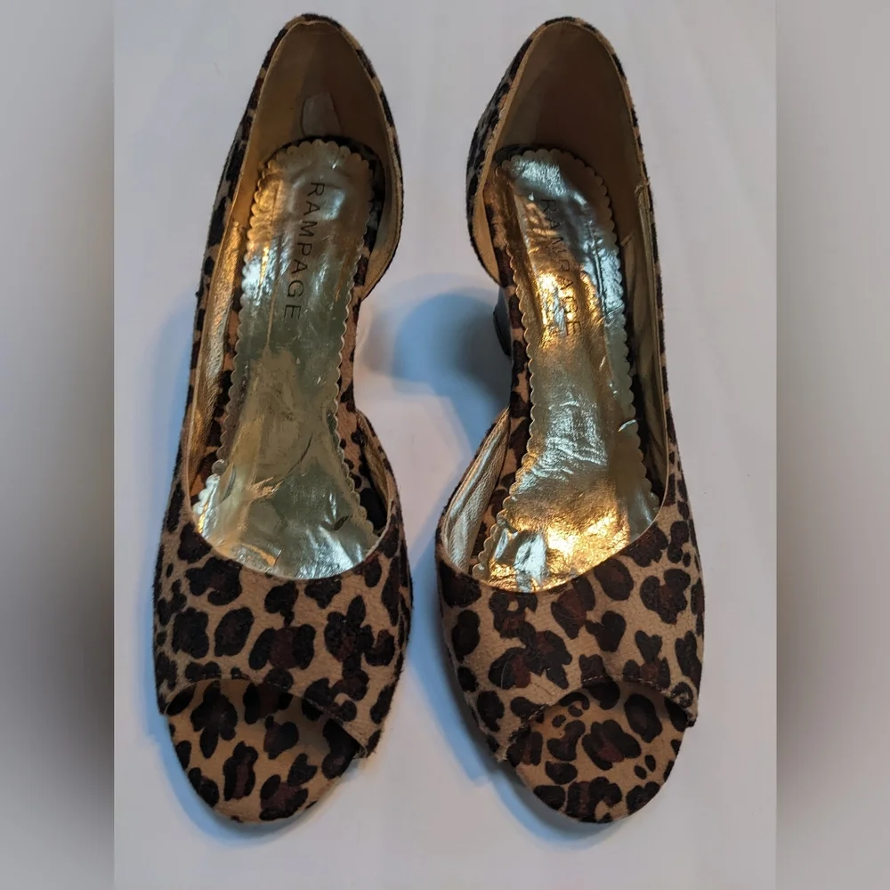 Rampage Leopard Peep Toe Wedge 8.5 - Picture 3 of 5